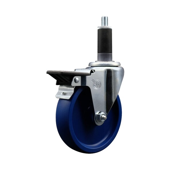 Service Caster 5'' Solid Poly Swivel 1-1/8'' Expanding Stem Caster with Brake SCC-EX20S514-SPUS-PLB-118 - main